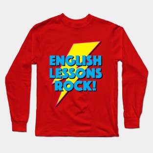 ENGLISH LESSONS ROCK! LIGHTNING LOGO SLOGAN FOR TEACHERS, LECTURERS ETC. Long Sleeve T-Shirt